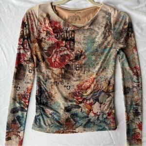 Sweet Lilac abstract floral print top in multicolor